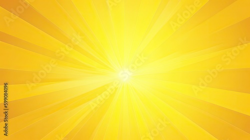 Bright sun rays of light against a yellow background. Generative AI 