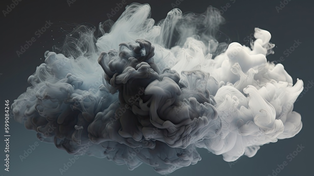 A floating cloud on a gray background. Generative AI