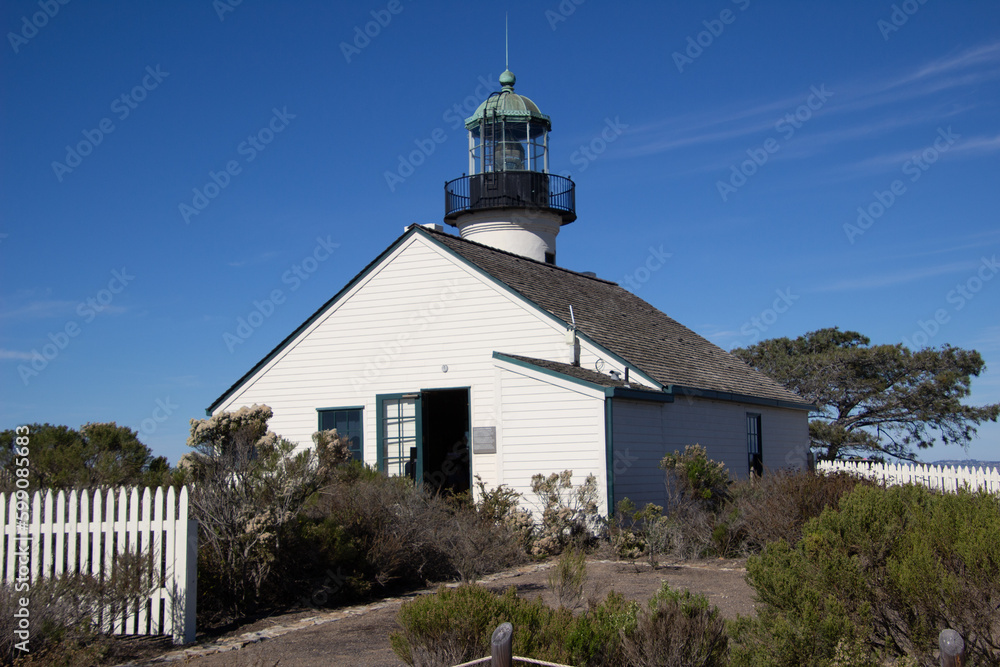 Point Loma, CA, USA - November 26, 2021: Views of Old Point Loma Lighthouse near San Diego. Point Loma, CA, USA - November 26, 2021: Views of Old Point Loma Lighthouse near San Diego.