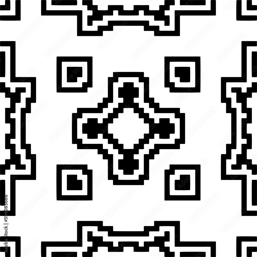 Geometric pattern.  Black and white pattern for web page, textures, card, poster, fabric, textile.
