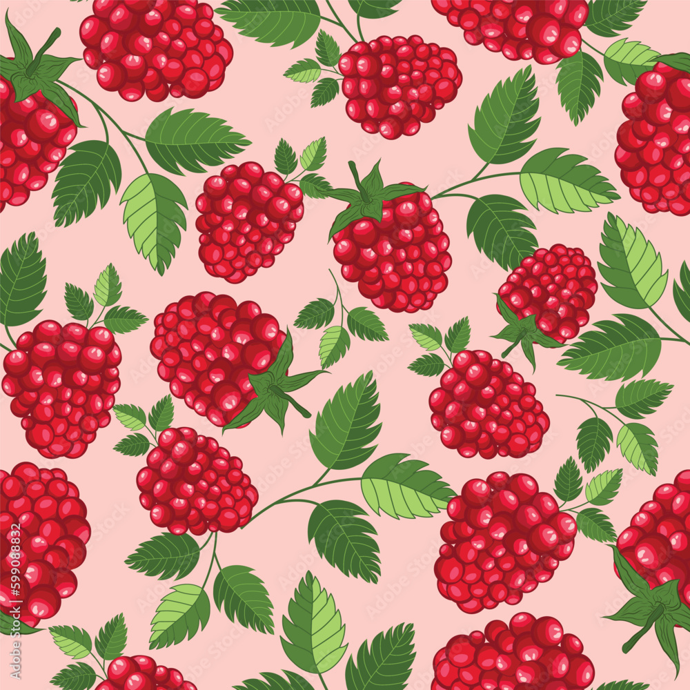 Raspberry seamless pattern background , red raspberry repeat pattern design Raspberry seamless pattern background , red raspberry repeat pattern design