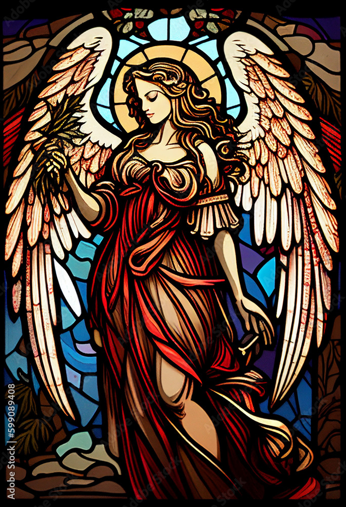 church stained glass style angel, generative AI
