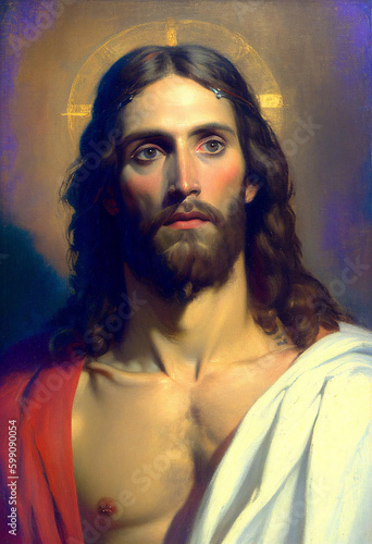 Jesus in oil painting style, generative AI