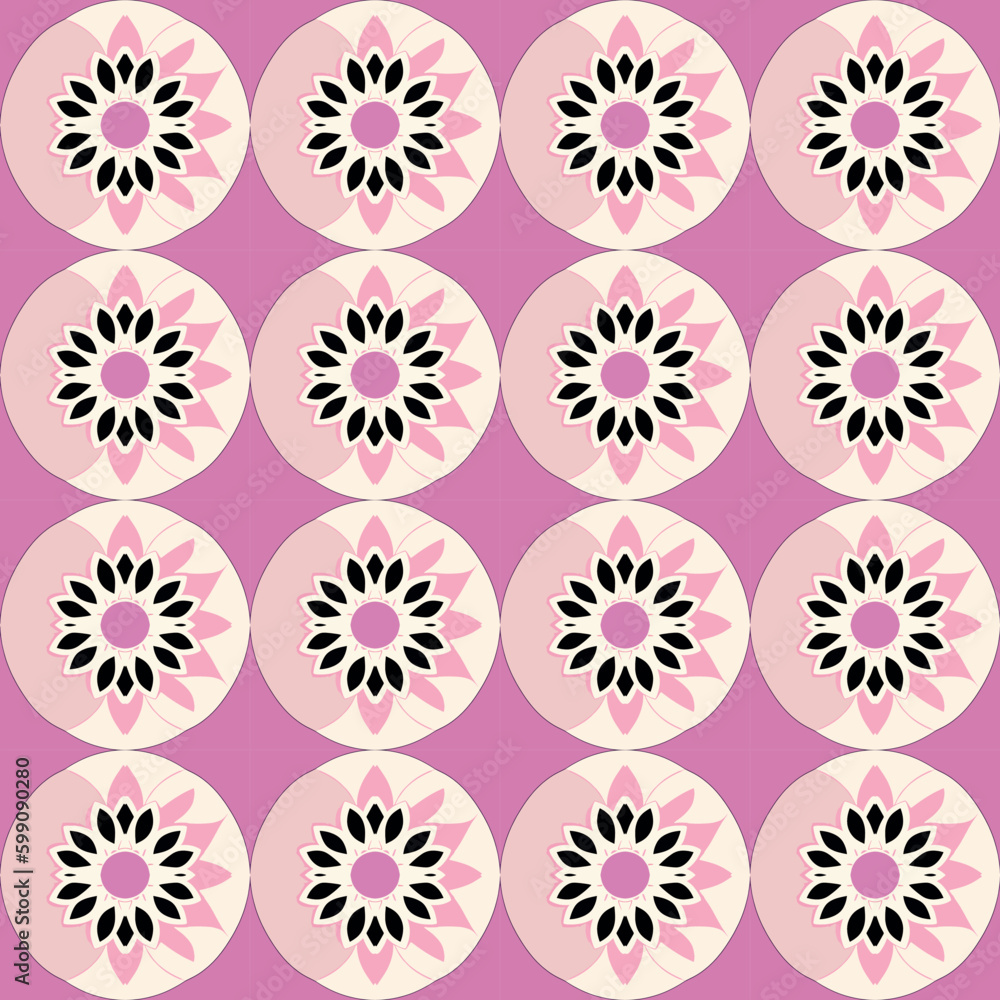 Black and pink seven-pointed star ornament creates an intricate and sophisticated pop art pattern. Black and pink seven-pointed star ornament creates an intricate and sophisticated pop art pattern.