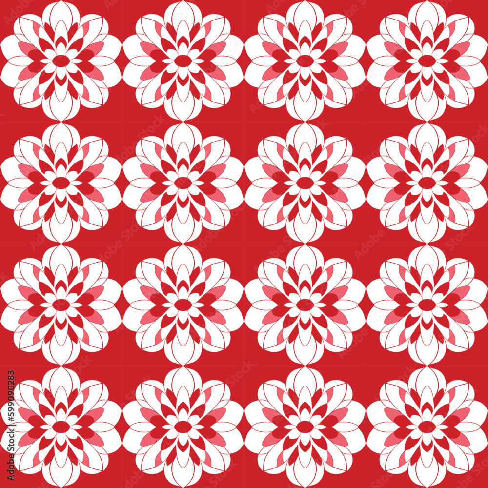 Peppermint and chinoiserie motifs with paper chrysanthemums in red and white damask kimono garden make. Peppermint and chinoiserie motifs with paper chrysanthemums in red and white damask kimono garden make.