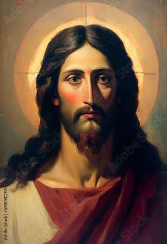 Jesus in oil painting style  generative AI