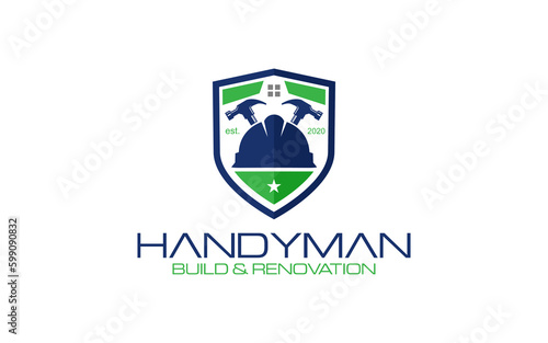 Illustration vector graphic of construction, home repair, and Building renovation concept logo design template.