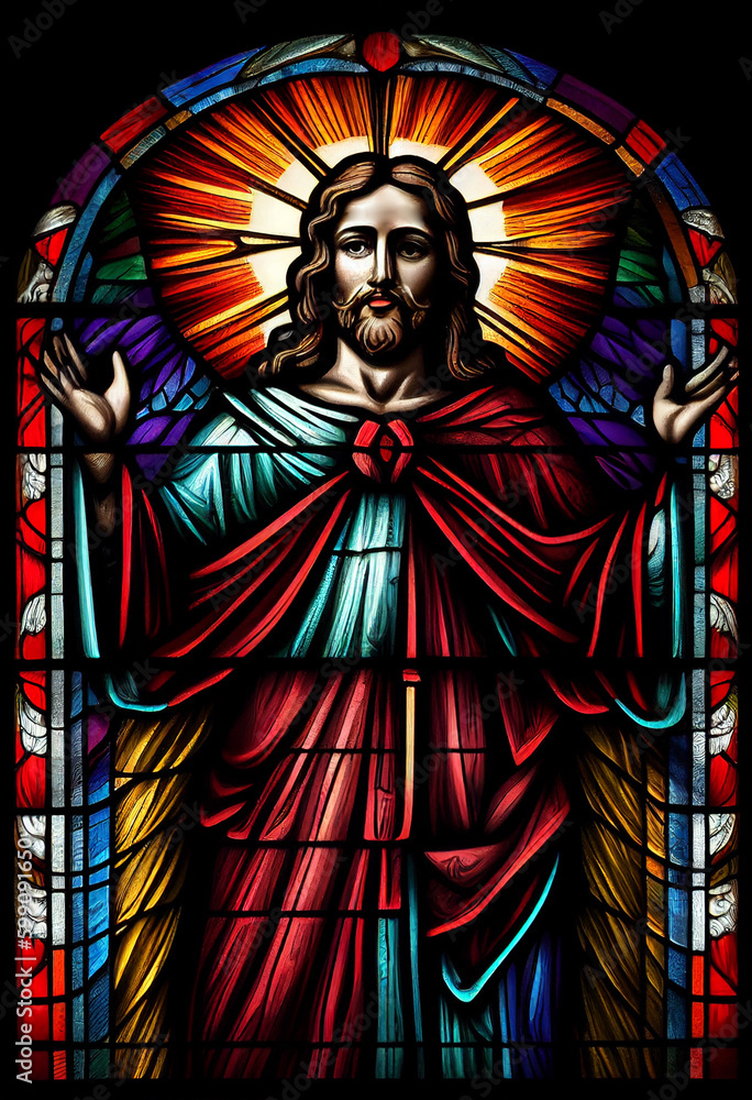 stained glass style Jesus, generative AI