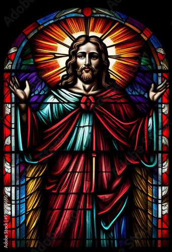 stained glass style Jesus, generative AI