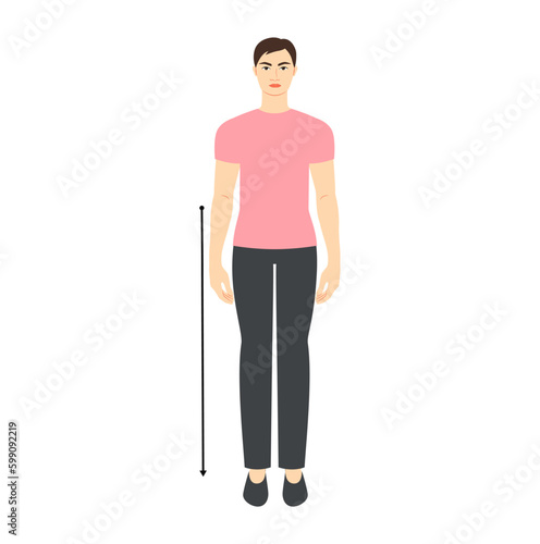 Men waist to floor measurement body with arrows fashion Illustration for size chart. Flat male character front 8 head size boy in pink shirt. Human gentlemen infographic template for Generative AI © Vectoressa