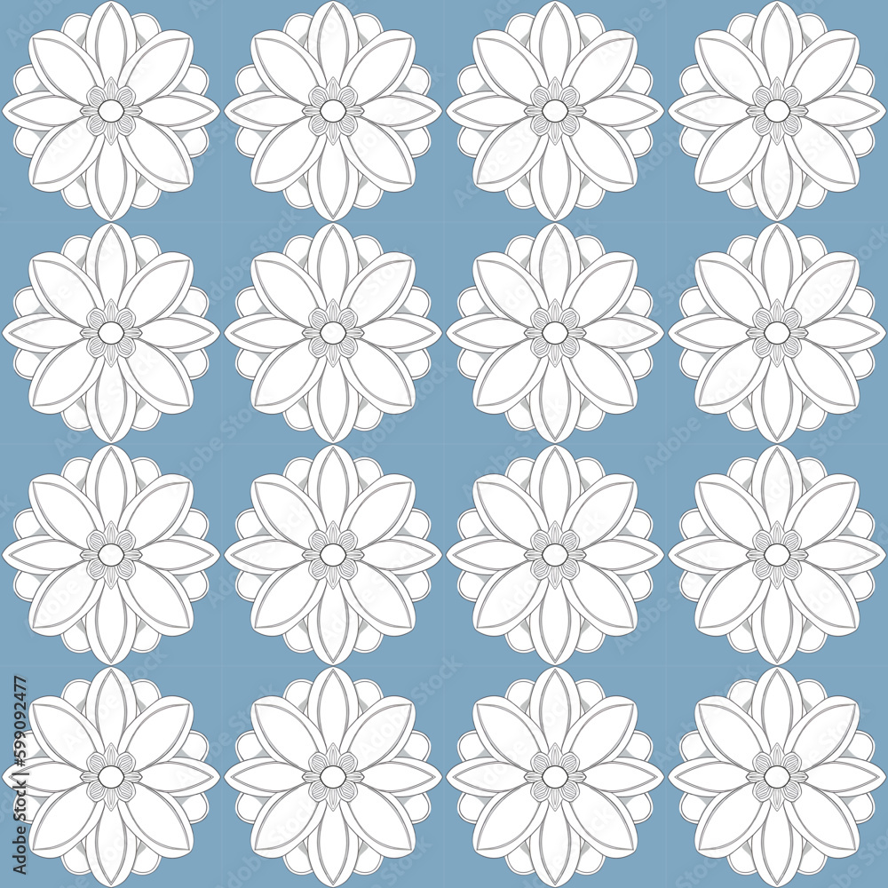 Medium slate blue background with repeating white flowers creates classic and elegant design suitable. Medium slate blue background with repeating white flowers creates classic and elegant design suitable.