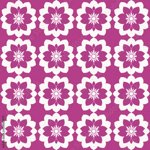 Detailed and vibrant pattern of pink and white flowers on neon background creates unique and fresh design.