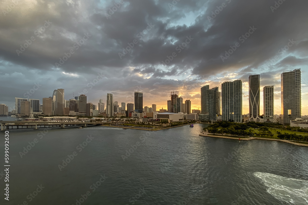 Scenic view of Miami skyline, Florida, United States.