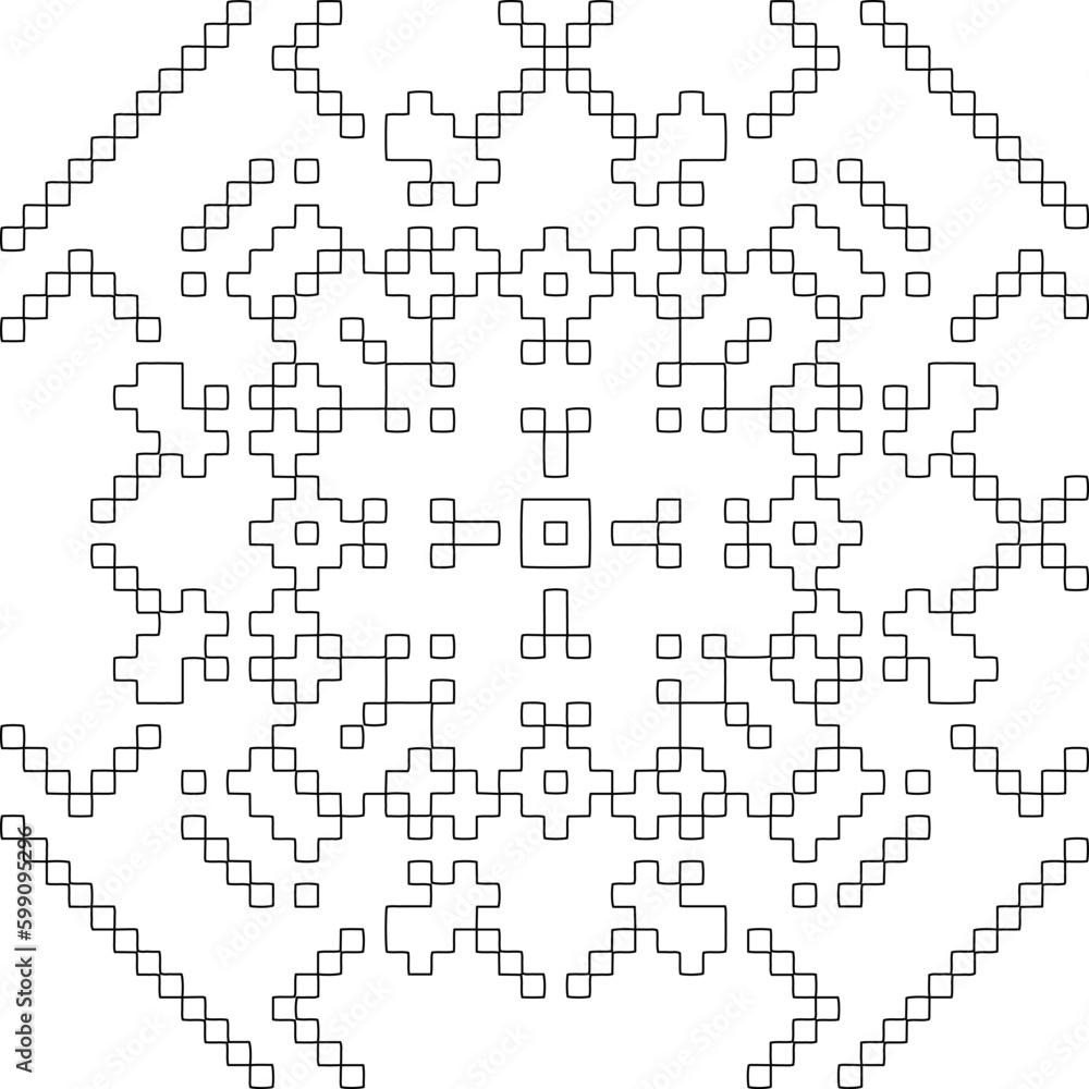 Geometric pattern of lines.  Black and white pattern for web page, textures, card, poster, fabric, textile.