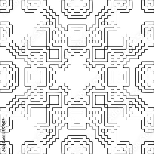 Geometric pattern of lines.  Black and white pattern for web page  textures  card  poster  fabric  textile.