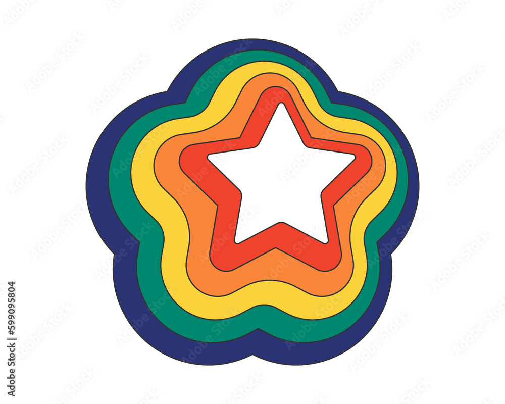 Retro groovy hipster star with rainbow colored trace. Psychedelic hippie iridescent colors comet radiance. Hippy vintage abstract crazy sticker. Trendy y2k pop art colourful element. Trippy eps badge Retro groovy hipster star with rainbow colored trace. Psychedelic hippie iridescent colors comet radiance. Hippy vintage abstract crazy sticker. Trendy y2k pop art colourful element. Trippy eps badge
