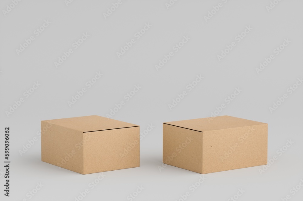 Fototapeta premium Cardboard Carton Box Mockup 3D Illustration