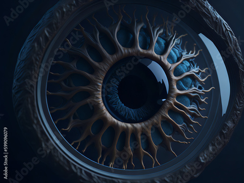 close up of a microscope of the human eye