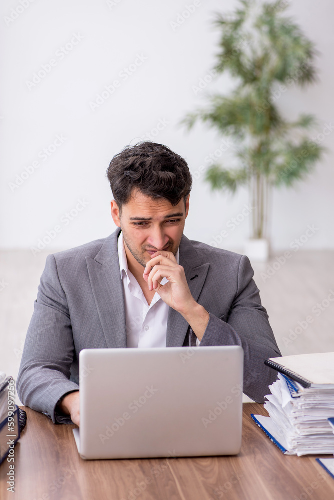 Young male employee working in the office Young male employee working in the office