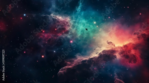 Abstract space background. Galaxies, nebula and stars in space. Generative AI.