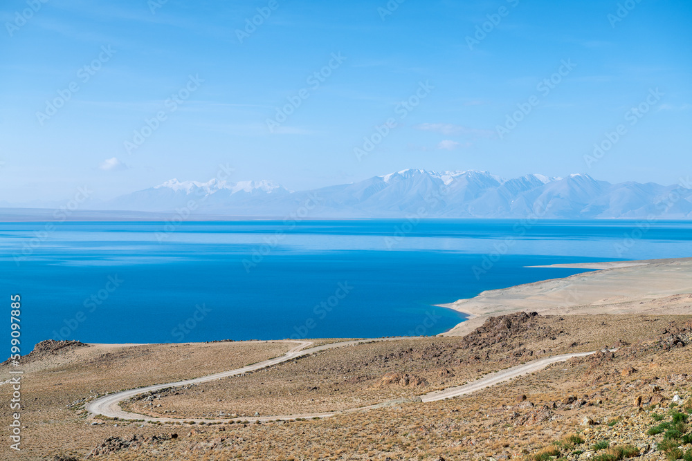 Tangra yumco lake landscape in Nima County, Nagqu City, Tibet Autonomous Region, China.