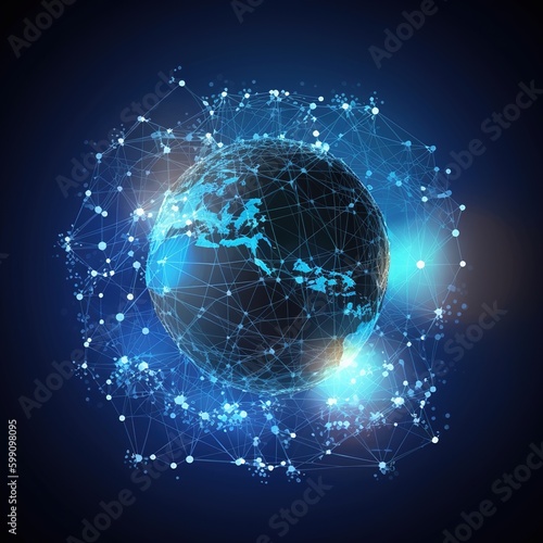 Global network modern creative telecommunication and internet connection. Concept of wireless digital connection and internet of things future. generative AI