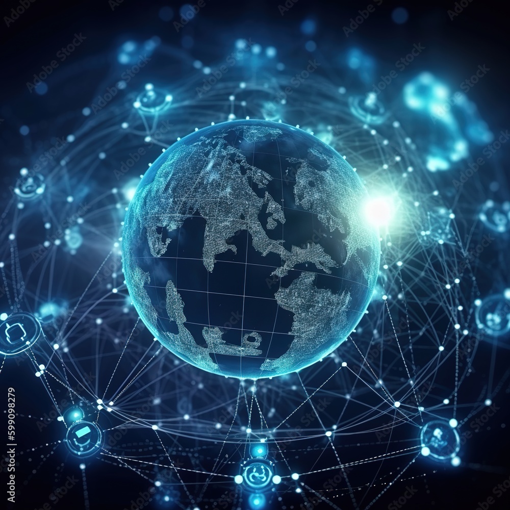 concept of a worldwide network (the internet of things). generative AI concept of a worldwide network (the internet of things). generative AI
