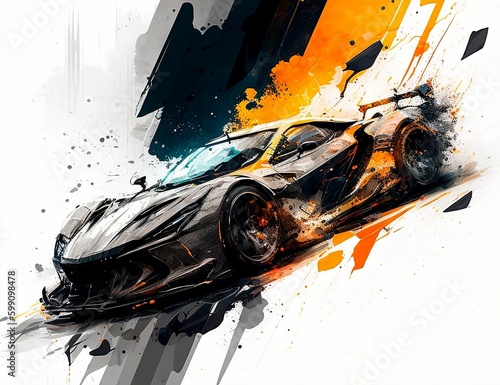 Car graffiti on the wall