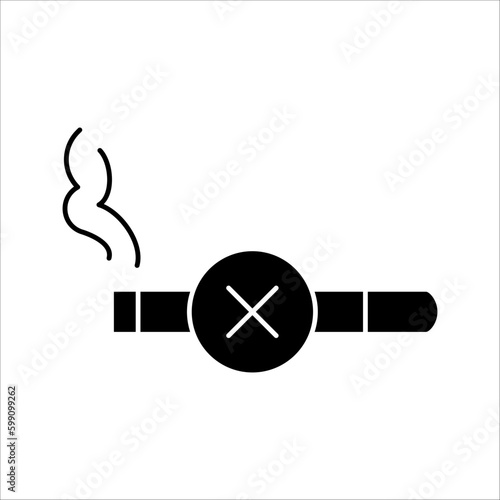 Anti tobacco outline icon isolated on white background. Flat vector illustration.