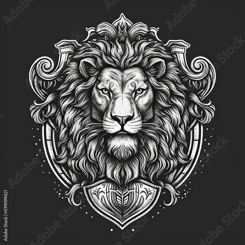 Lion Logo  Crest  Banner  Company logo  Brand logo. Generative AI.