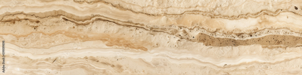 Panorama with travertine, a pale yellow stone surface. AI generative warm yellow natural panoramic banner background Panorama with travertine, a pale yellow stone surface. AI generative warm yellow natural panoramic banner background