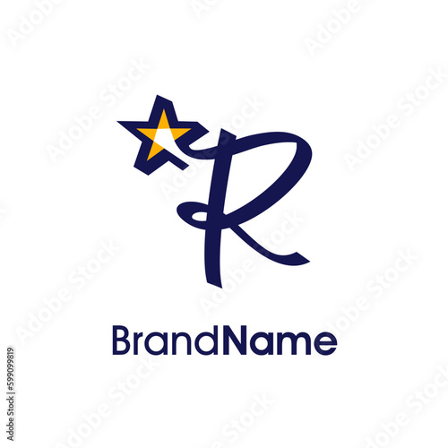 Initial R Abstract Star Logo