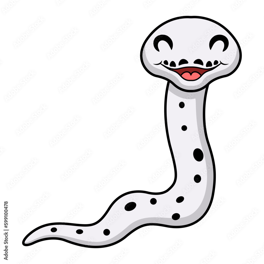 Fototapeta premium Cute cow reticulated python cartoon