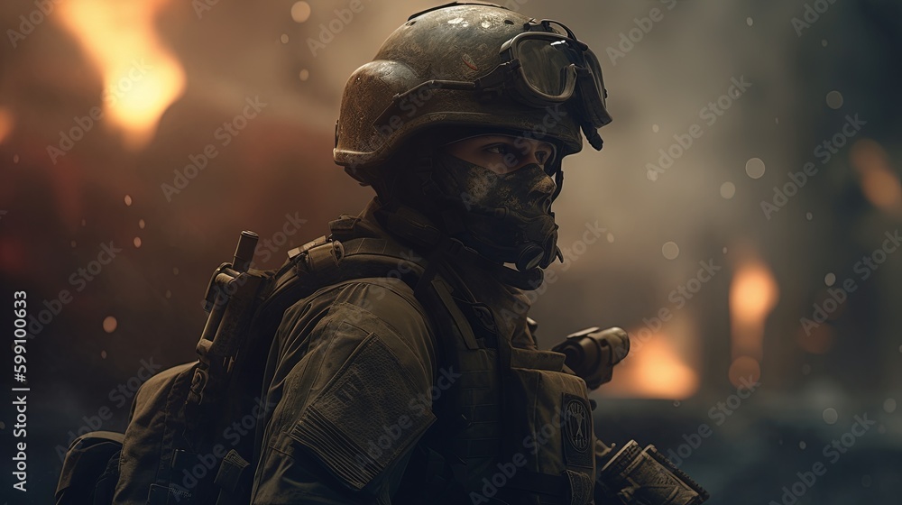 bravery soldier, digital art illustration, Generative AI bravery soldier, digital art illustration, Generative AI