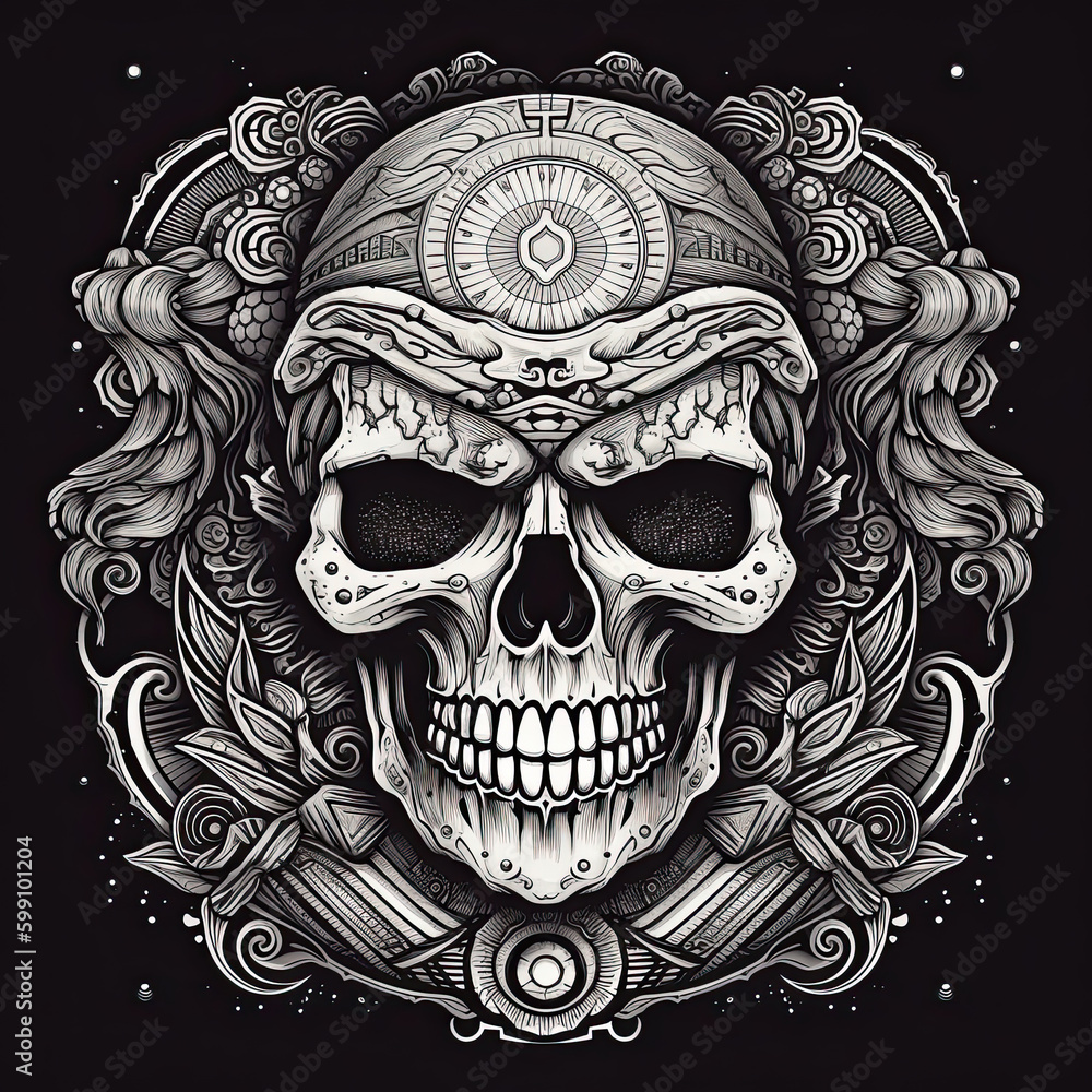 Fototapeta premium Skull Logo, Emblem, Banner, Crest, Death, Graphic design, logo design. Generative AI