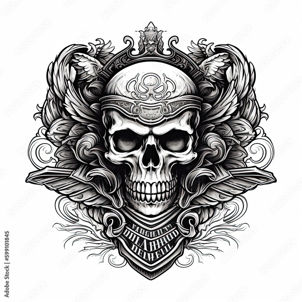 Skull Logo, Emblem, Banner, Crest, Death, Graphic design, logo design. Generative AI