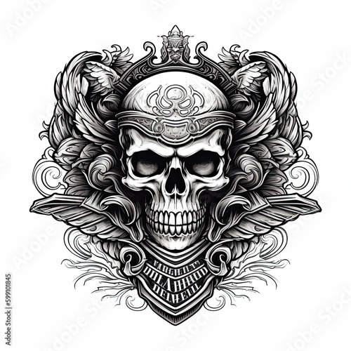 Skull Logo  Emblem  Banner  Crest  Death  Graphic design  logo design. Generative AI