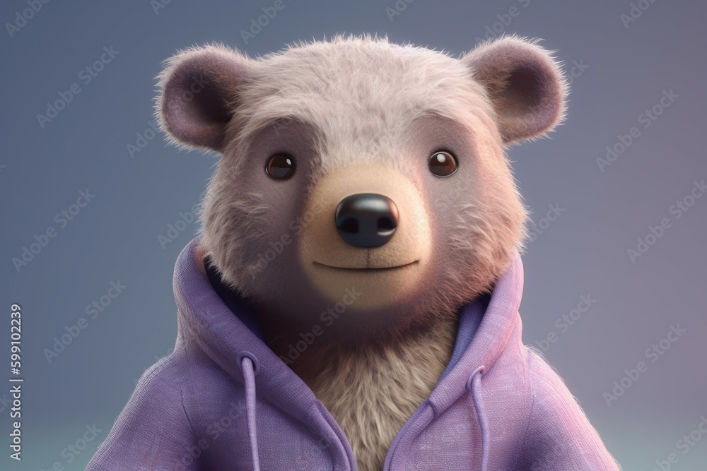 Anthropomorphic bear dressed in human clothing. humanized animal concept. AI generated, human enhanced