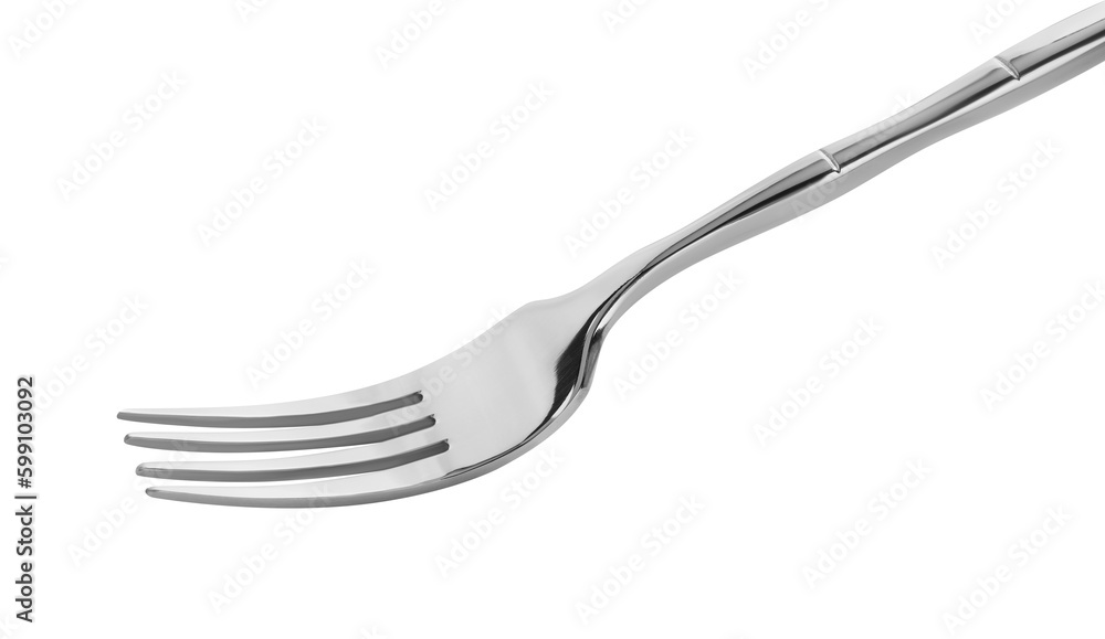 One shiny metal fork isolated on white One shiny metal fork isolated on white