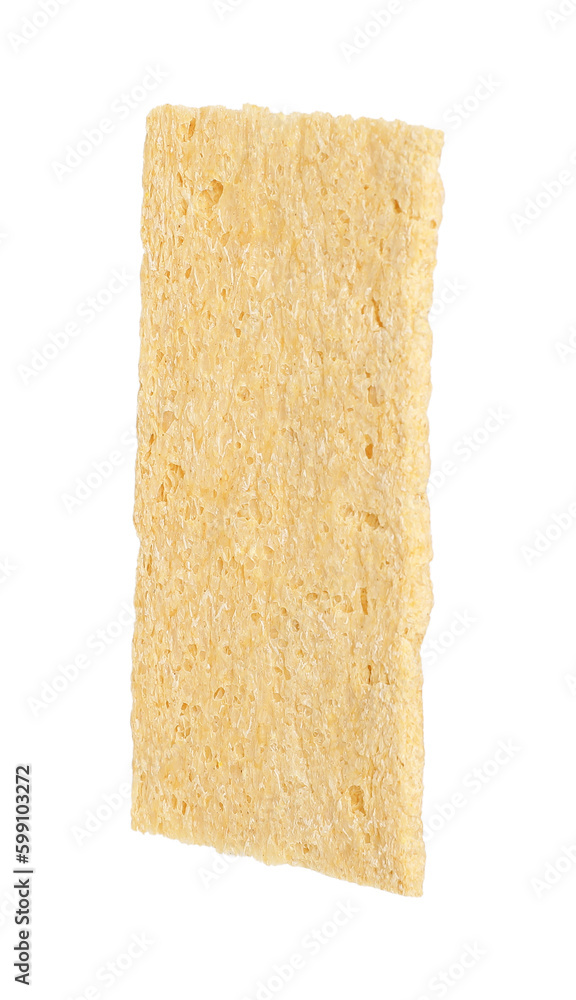 One tasty crispbread on white background. Healthy snack One tasty crispbread on white background. Healthy snack