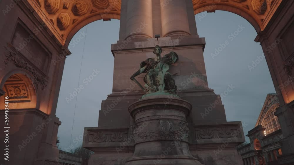 Brussels, Belgium - The Parc du Cinquantenaire Jubelpark Arcade and Monumental Triple Arch
