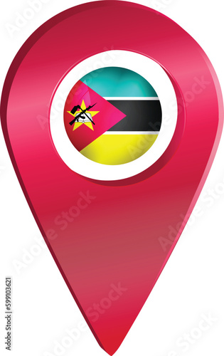 Free Download Destination pin icon with Mozambique flag.Location red map marker - GFXLoad