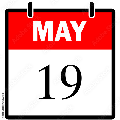 May 19 calendar icon isolated on white background, 19 Mayıs Atatürk'ü Anma, Gençlik ve Spor Bayramı - Commemoration of Ataturk, Youth and Sports Day. vector illustration	