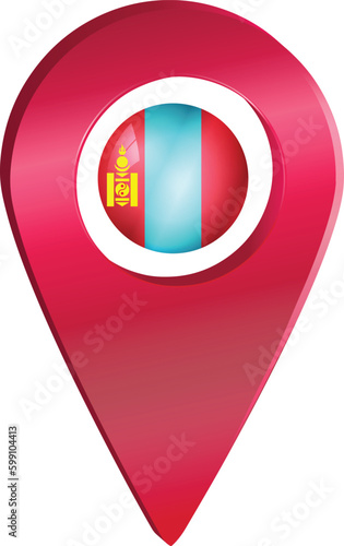 Free Download Destination pin icon with Mongolia flag.Location red map marker - GFXLoad