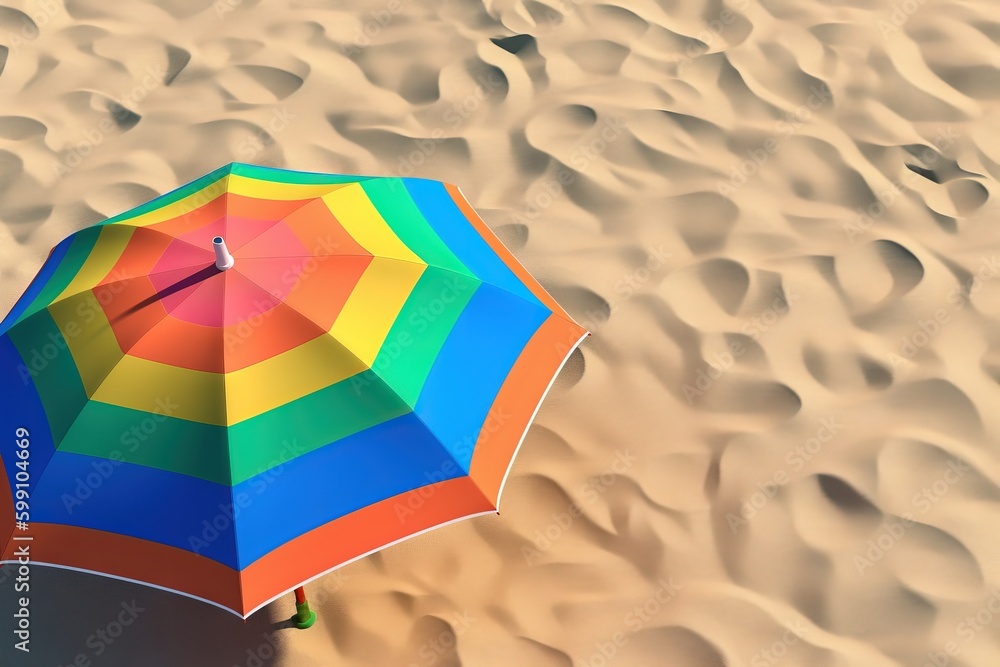 colorful striped beach umbrella on the sand