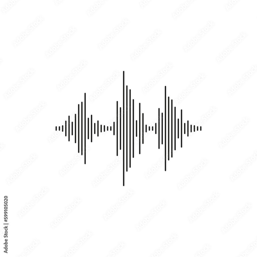 black sound wave icon. Music track sound wave.Vector illustration. 
