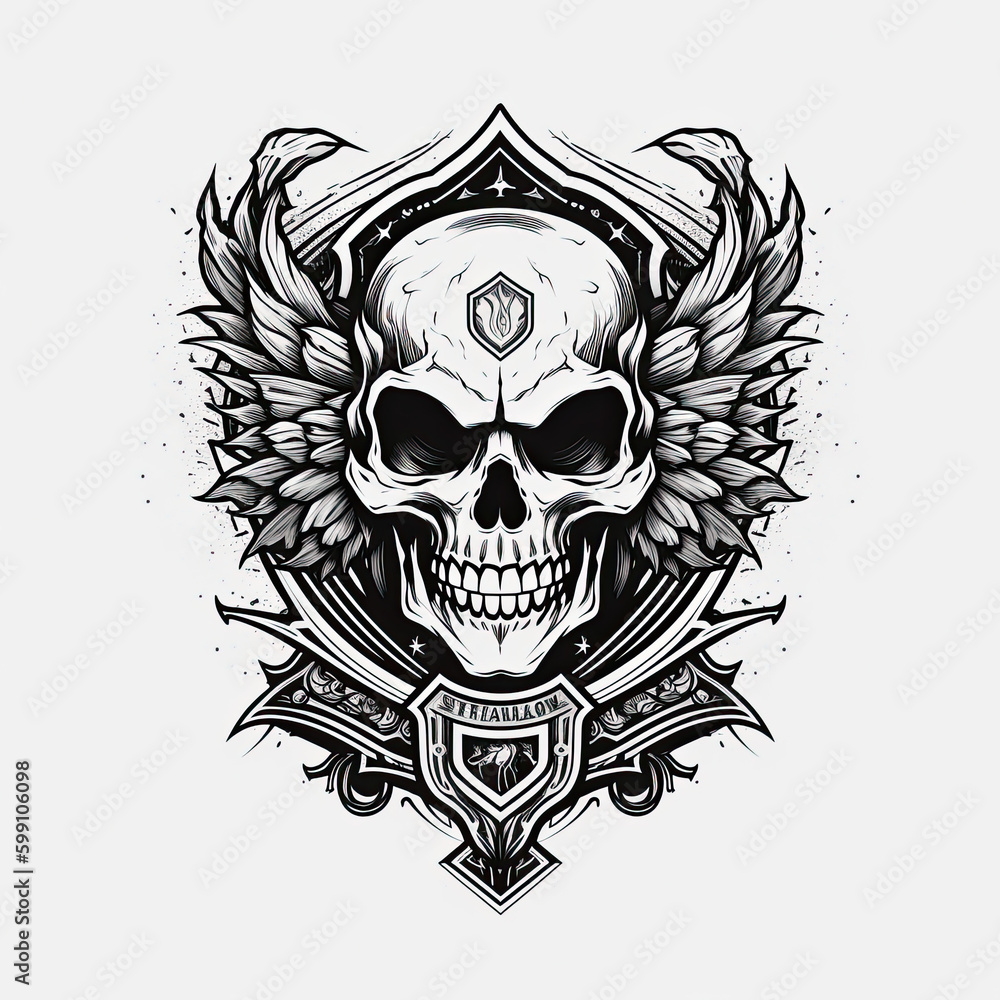 Skull Logo, Emblem, Banner, Crest, Death, Graphic design, logo design. Generative AI Skull Logo, Emblem, Banner, Crest, Death, Graphic design, logo design. Generative AI