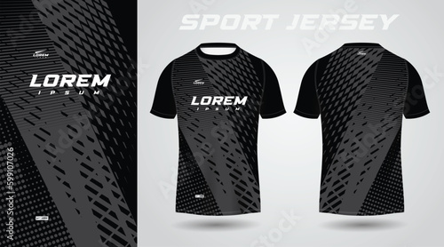 black shirt soccer football sport jersey template design mockup