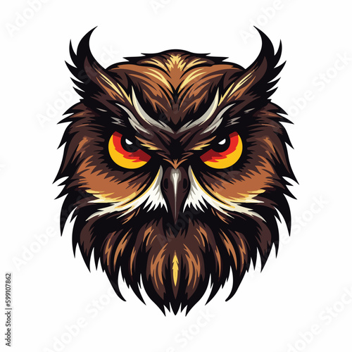 Colorful owl head cartoon vector illustration for t-shirt design wallpaper and tattoo