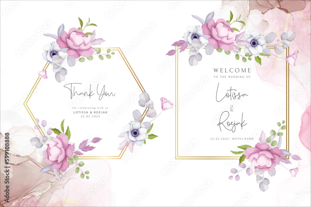 beautiful watercolor floral frame with rose,  anemone  and lily flower
